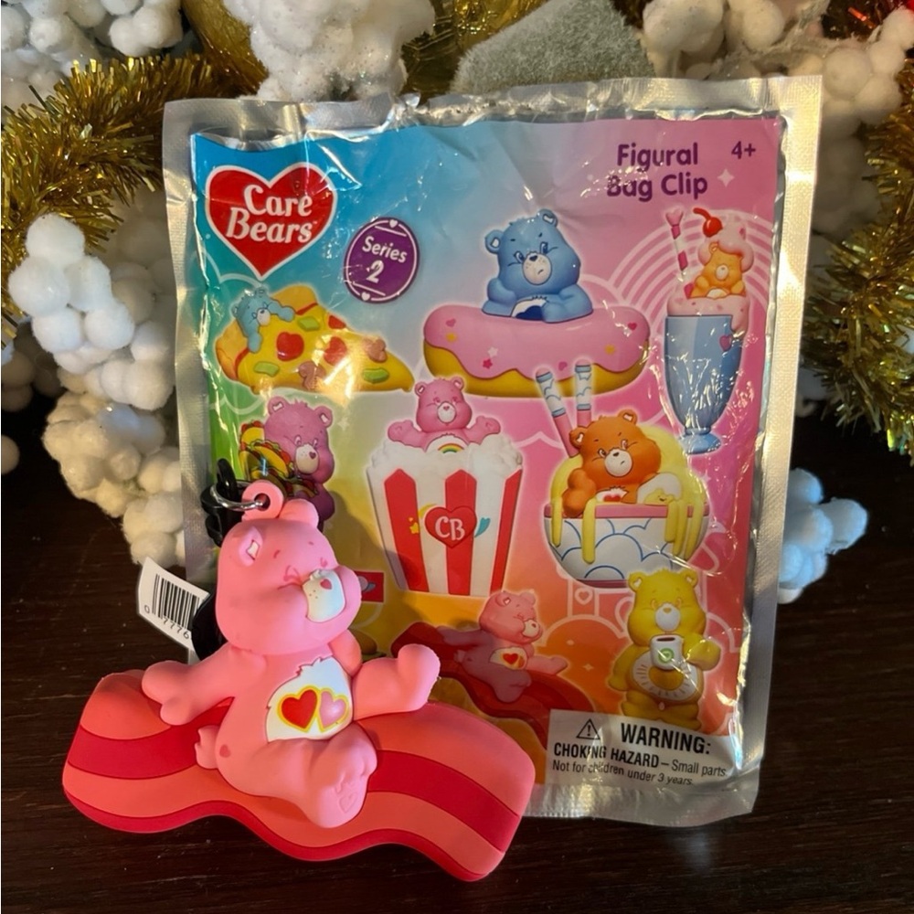 Care Bears Blind Bag Clip Love-a-Lot Bear with Bacon Keychain